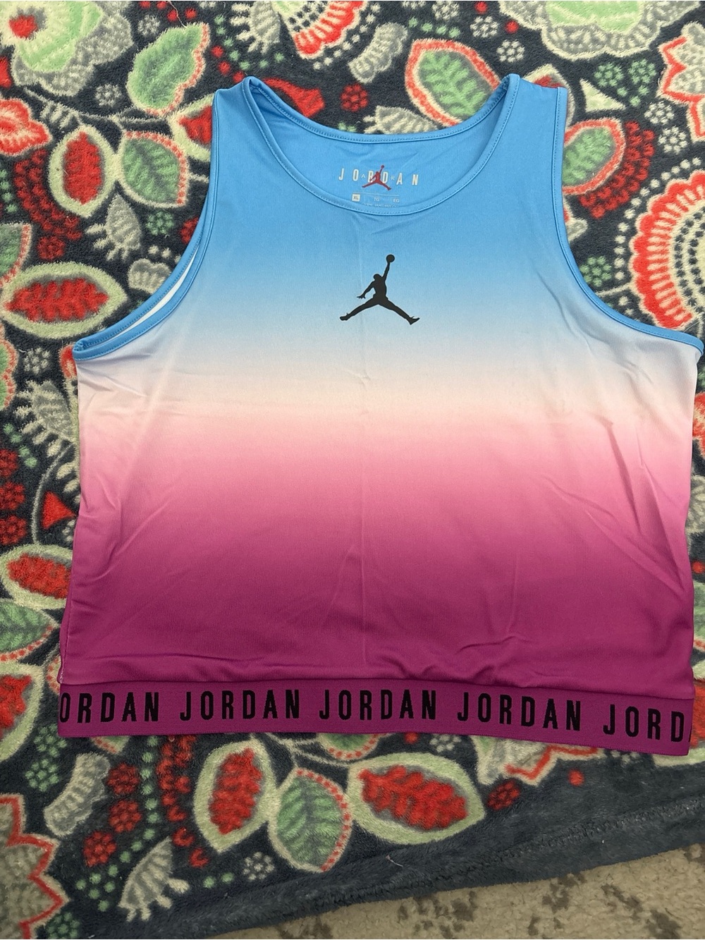 Jordan Girls' Blue to Pink Ombre Tank Top with Black Logo